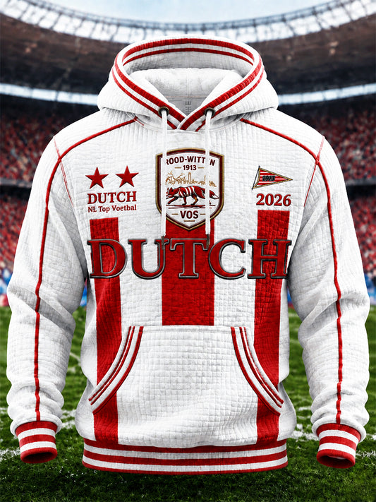 Wit heren-PsV Eindhoven Eredivisie-geprint casual sweatshirt met capuchon