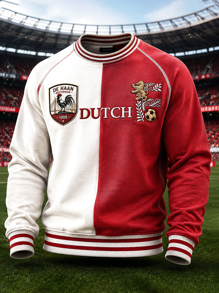 Eredivisie Feyenoord Rotterdam Patchwork print casual los-fit sweatshirt voor heren