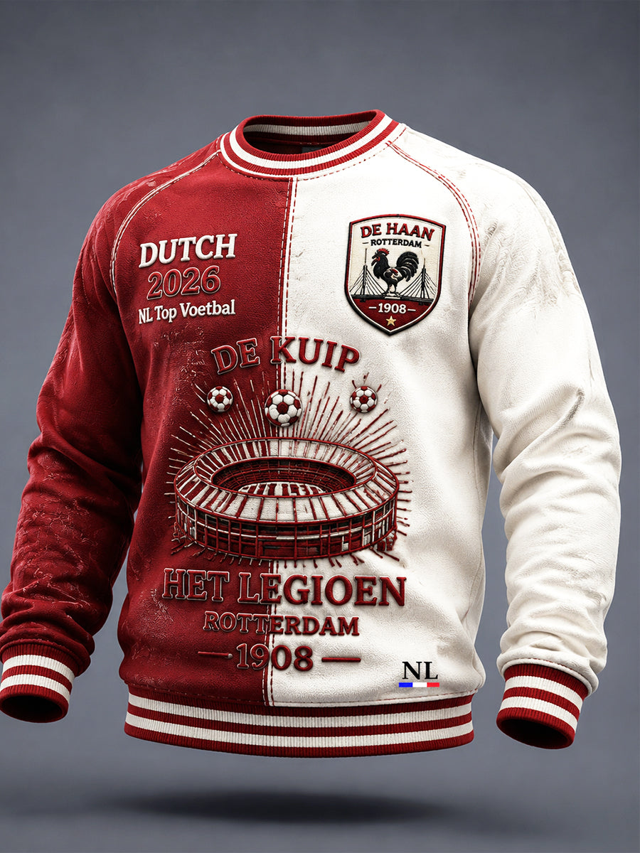 Eredivisie Feyenoord Rotterdam Rood-wit blok heren-Casual sweatshirt met print