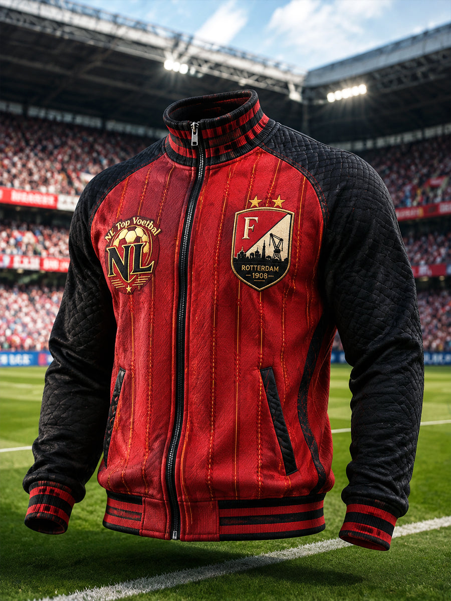 Eredivisie heren Feyenoord Rotterdam Patchwork print casual jack met rits