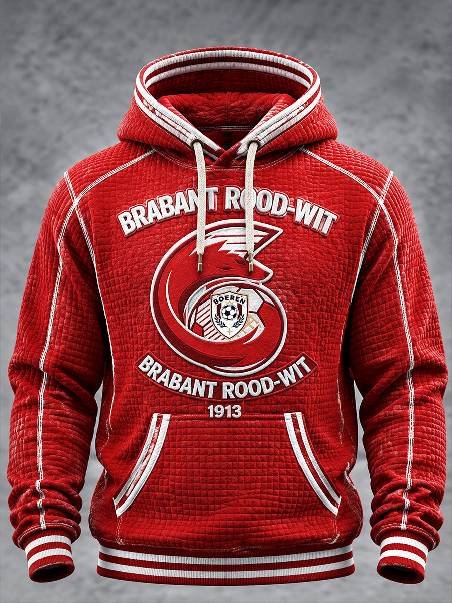 Rood, casual PSV Eindhoven-sweatshirt met capuchon en bedrukking voor heren, Eredivisie-stijl