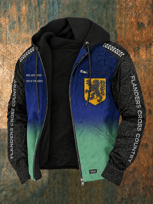 Heren Belgische Vlaanderen Cycling Teamprint lange mouwen capuchon