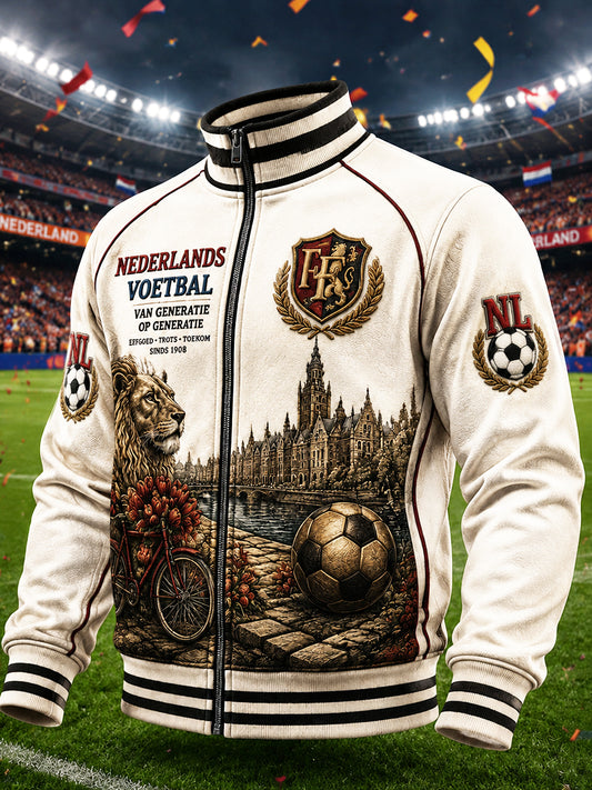 Heren Feyenoord Nederlandse Eredivisie voetbal geprinte casual herfstjack met rits