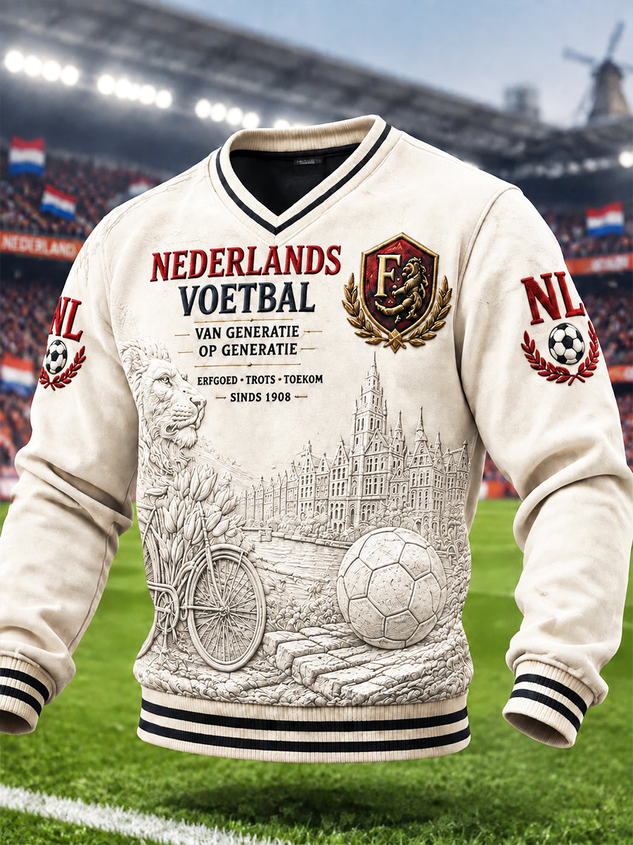 Heren Feyenoord Nederlandse Eredivisie voetbal geprint vrijetijdssweatshirt met V-hals