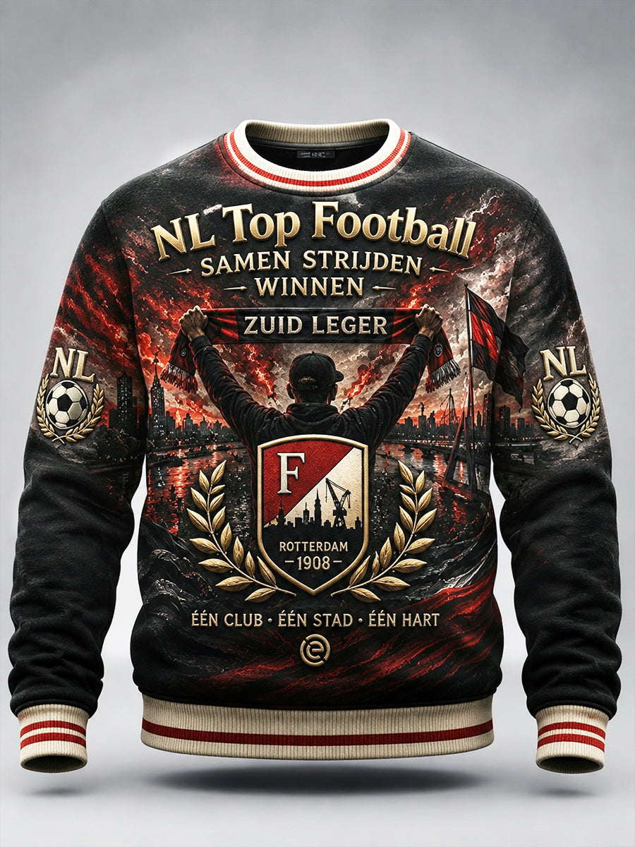 Zwart Feyenoord Eredivisie-voetbalprint voor heren, casual sweatshirt