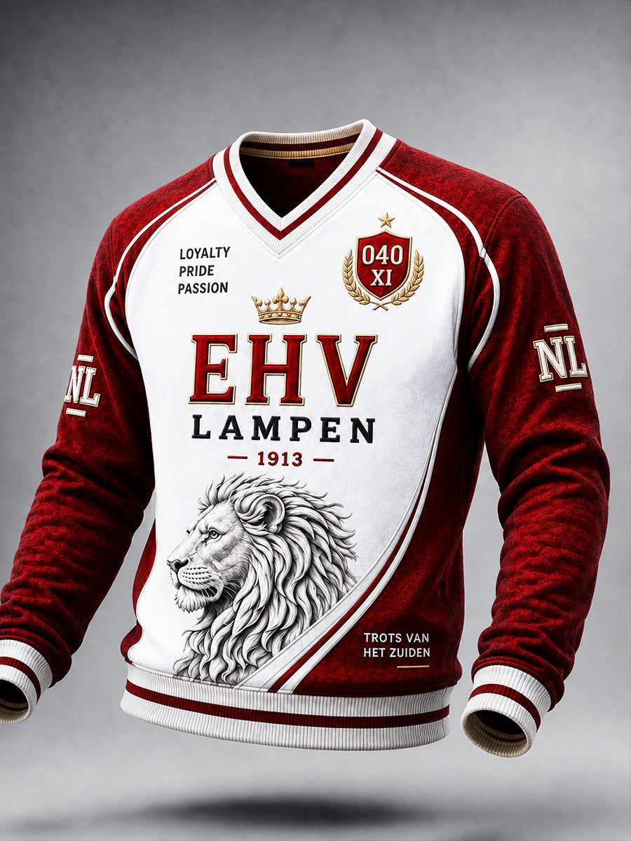 Heren-PsV Eindhoven Nederlandse Eredivisie voetbal patchworkprint sweater met V-hals