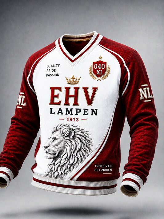 Heren-PsV Eindhoven Nederlandse Eredivisie voetbal patchworkprint sweater met V-hals