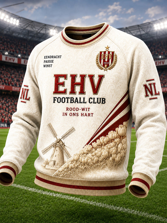 Heren beige Nederlandse Eredivisie PSV Eindhoven geprint vrijetijdssweatshirt