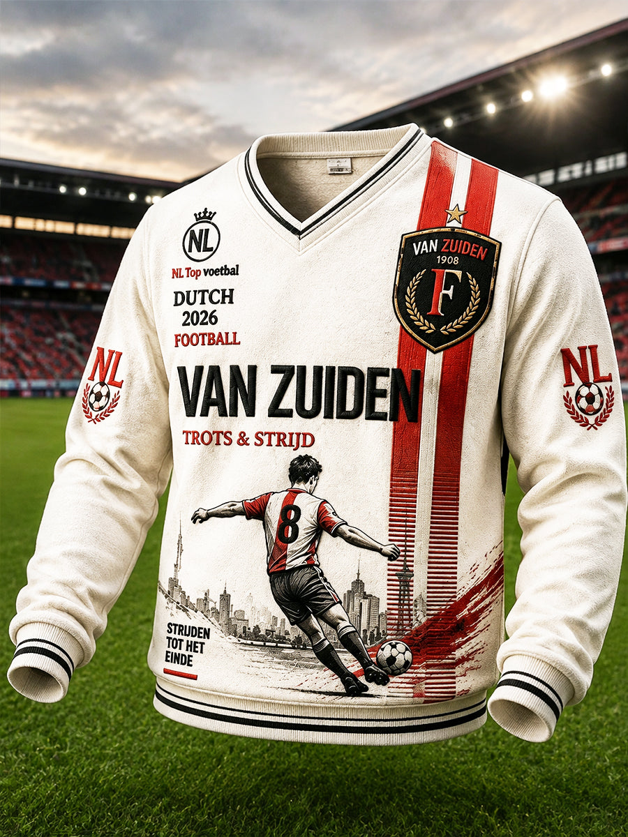 Heren beige Nederlandse Eredivisie Feyenoord geprint vrijetijdssweatshirt