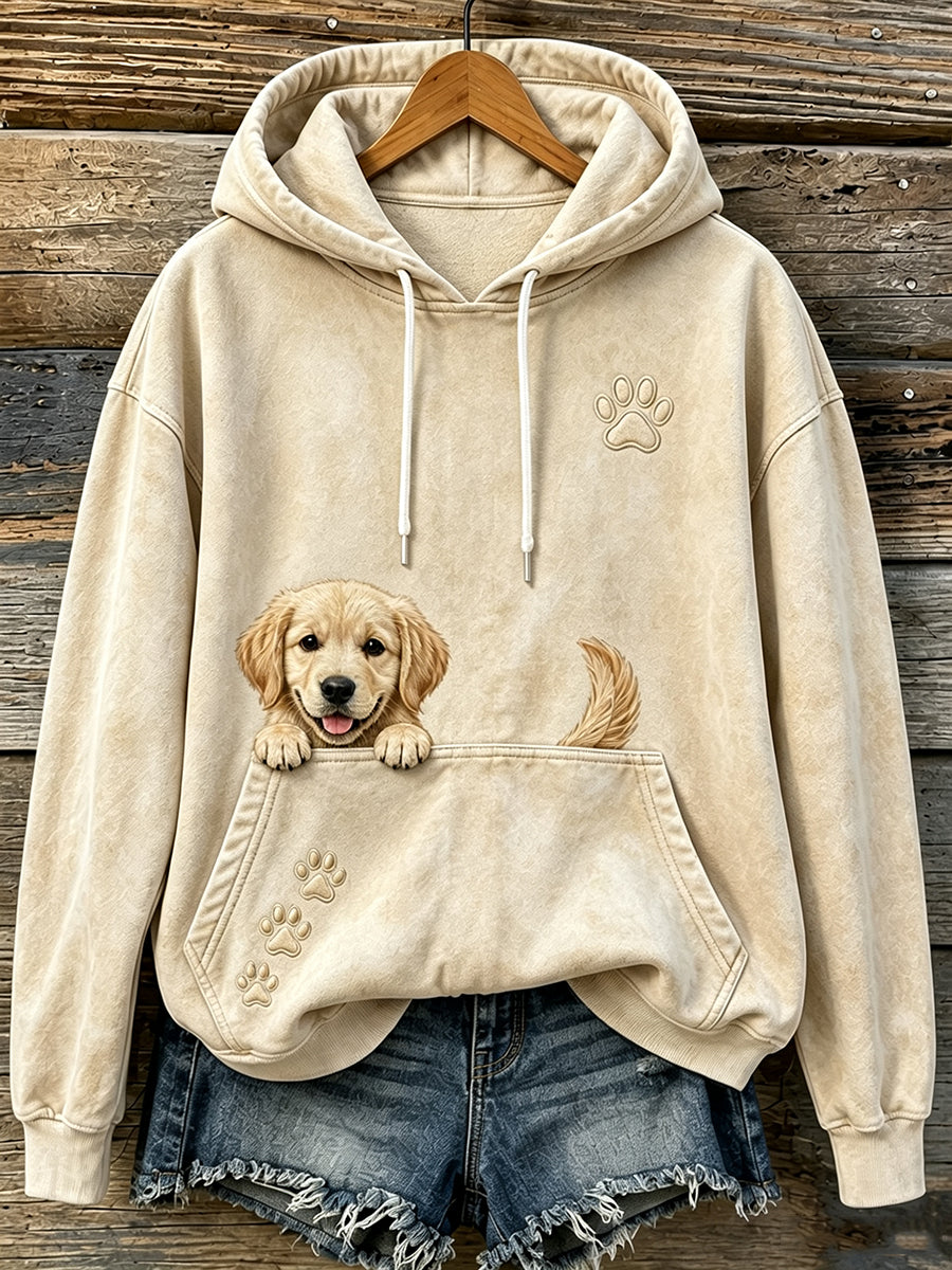 Schattige griezelige gouden retriever & Paws print comfortabele hoodie