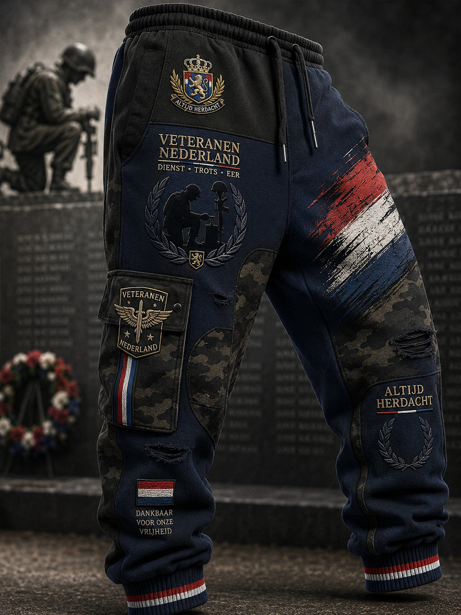 Herenshieldbroek in vintagestijl met camouflageprint