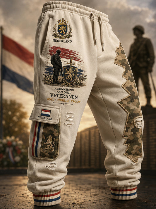 Camouflage vrachtbroeken in vintage stijl voor heren