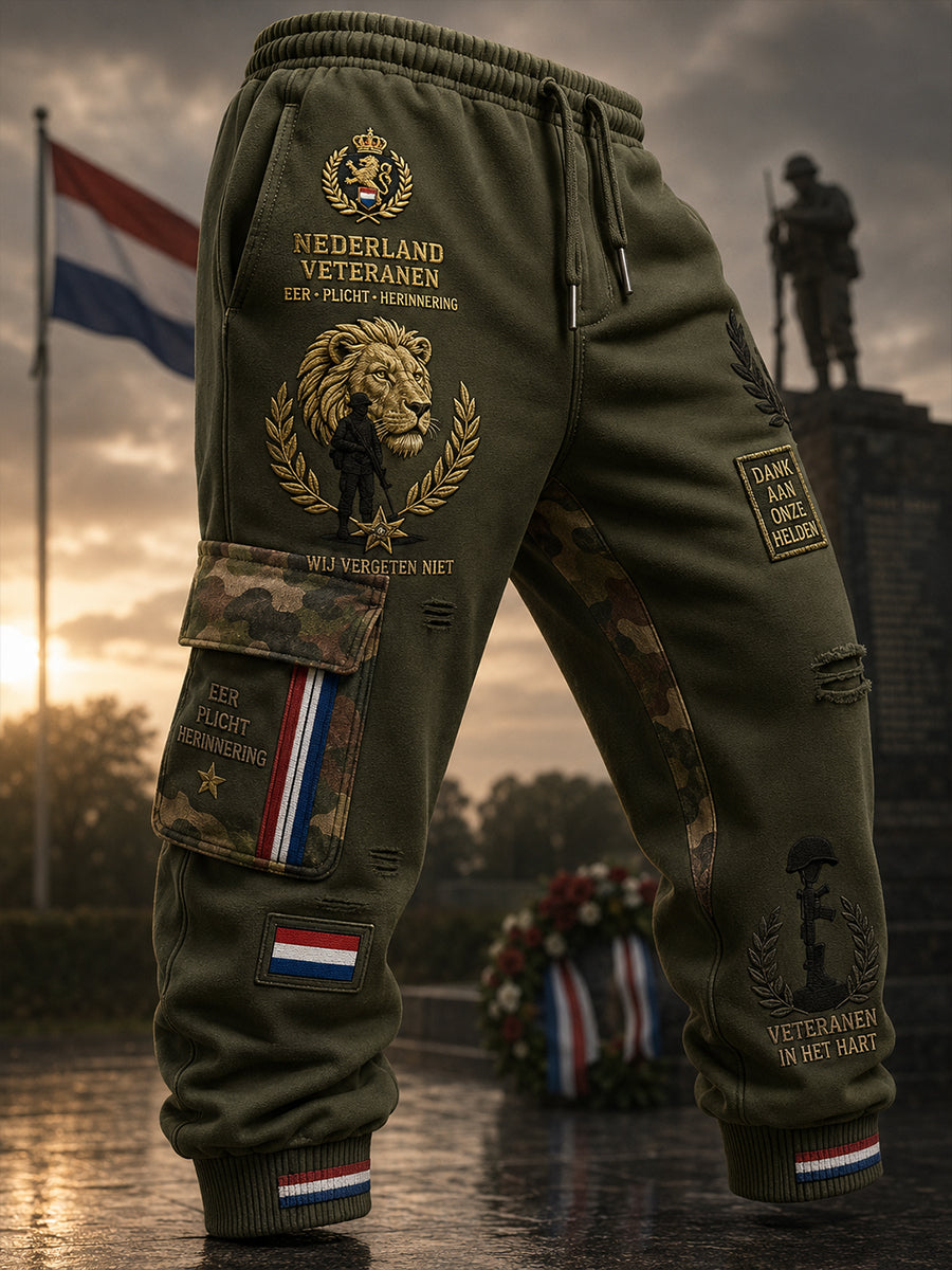 Herenshieldbroek in vintagestijl met camouflageprint