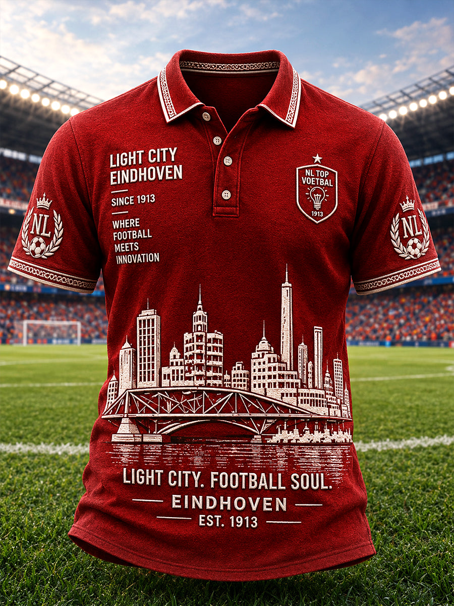 Herenrood PSV Nederlandse Voetbalclub Gedrukt Casual Poloshirt
