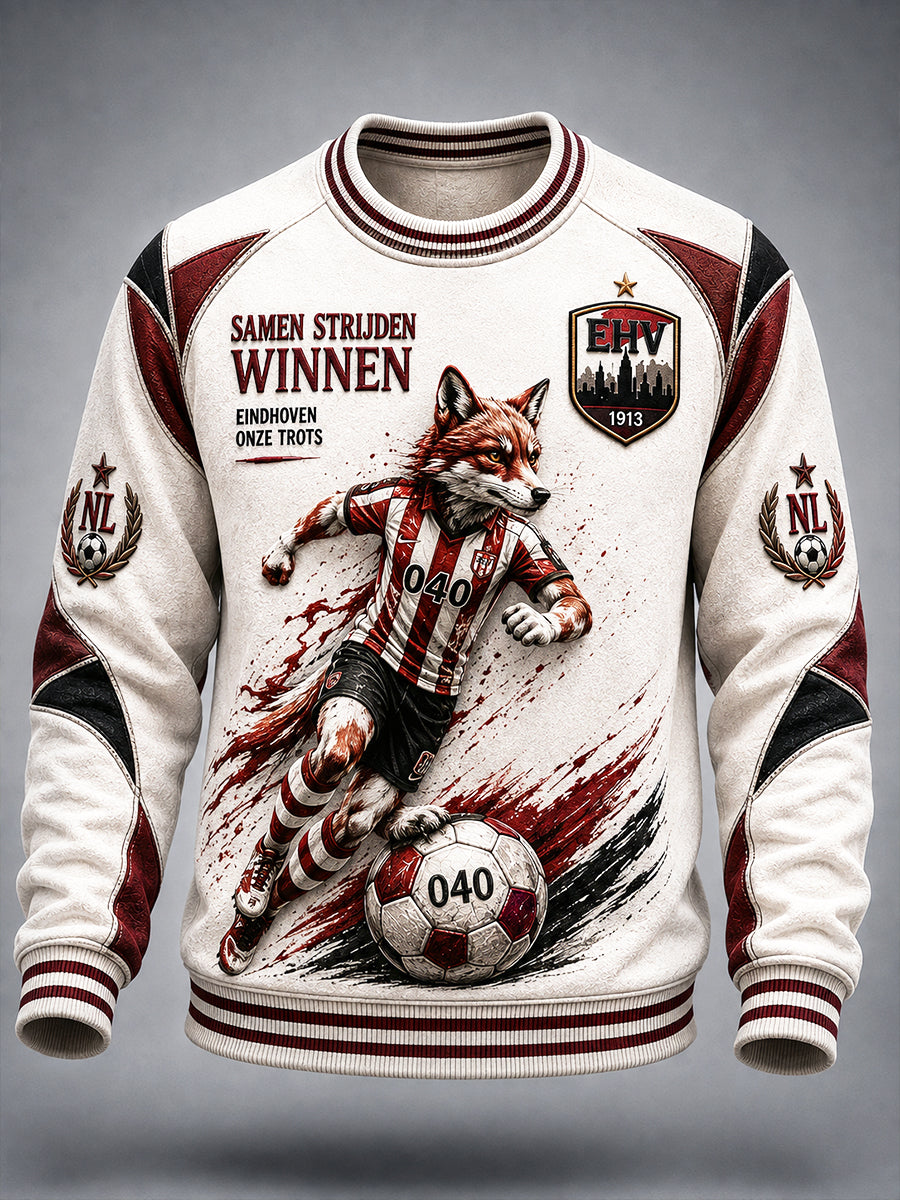 Witte voetbalclub PSV Eindhoven heren casual sweatshirt met losse pasvorm