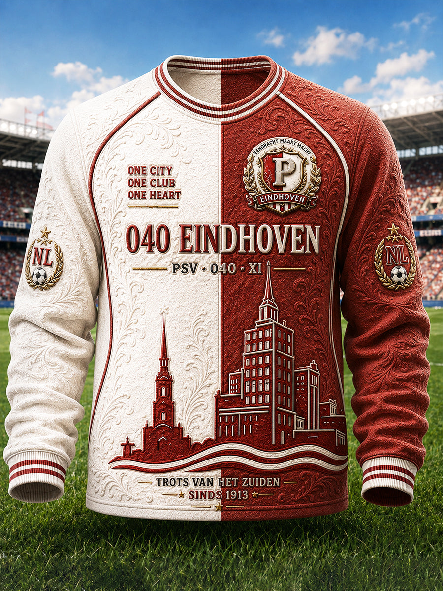 Nederland PSV Eindhoven Football Club Patchwork Print Casual Sweatshirt