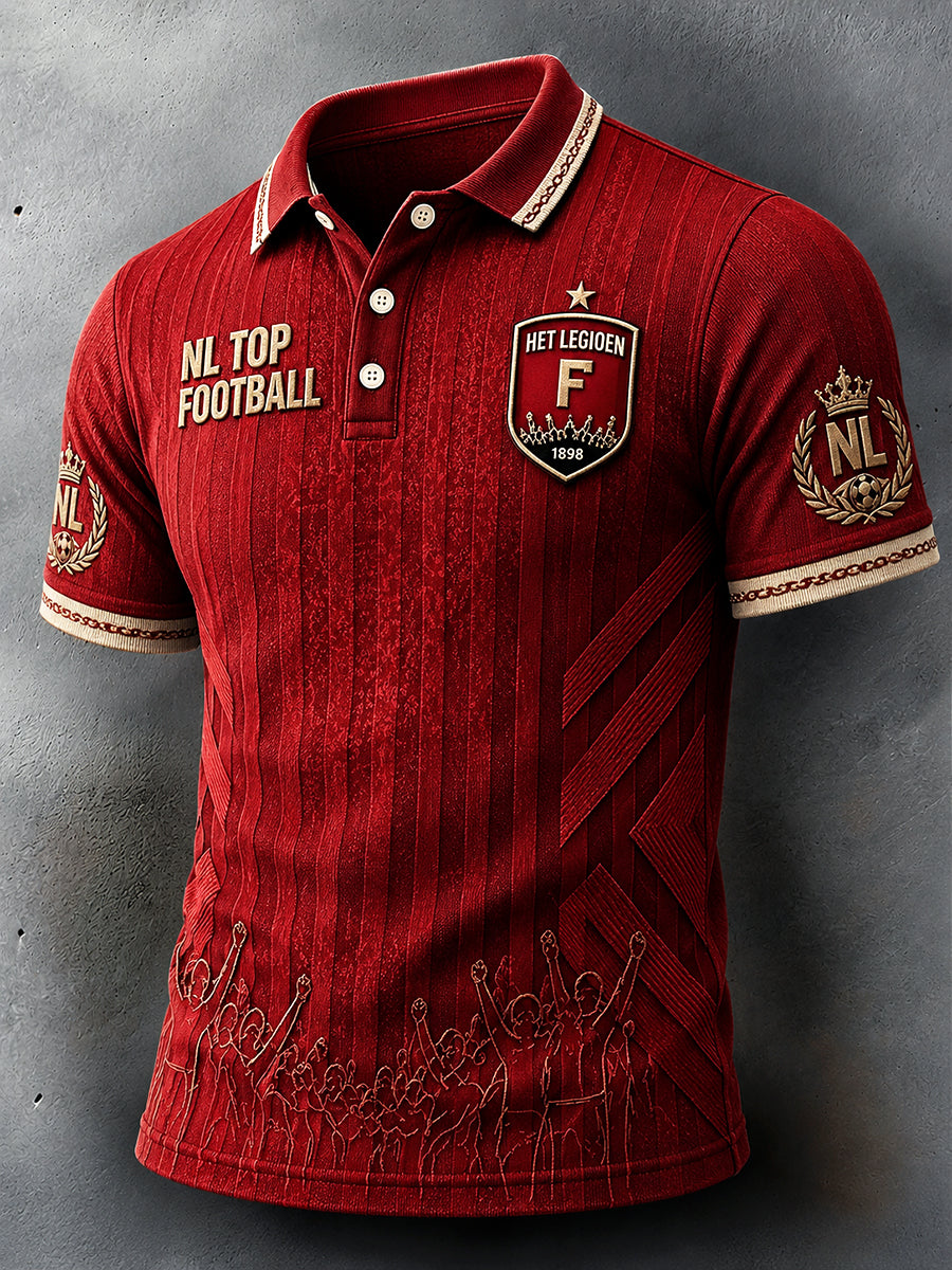 Red Holland Feyenoord voetbalclub Gestreepte opdruk casual poloshirt voor heren