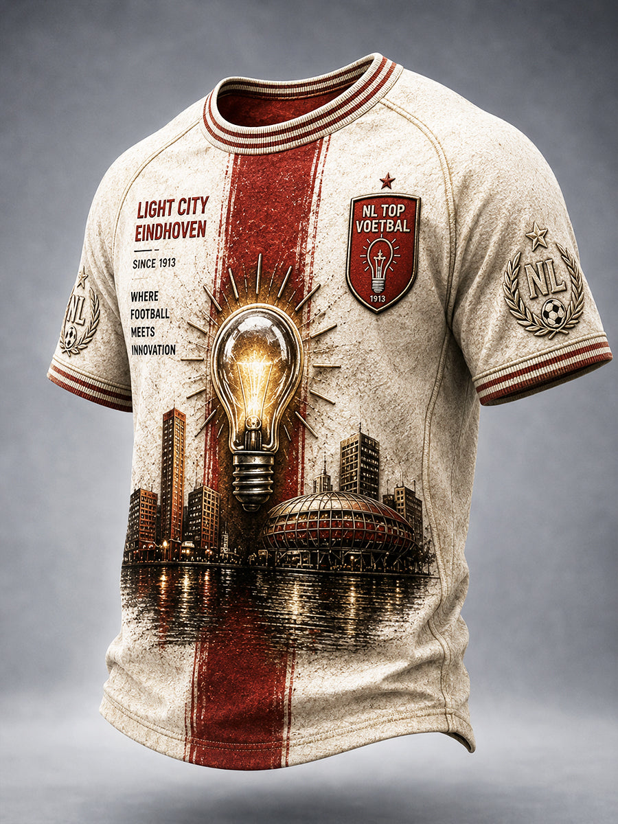 Heren Retro Nederlandse PSV Eindhoven Voetbalteam Print Casual T-shirt