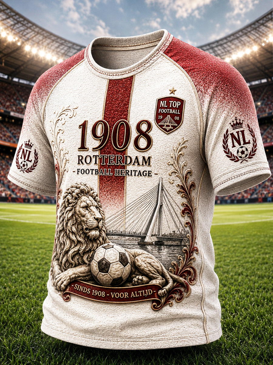 Feyenoord Football Club Lion Print Casual T-shirt voor heren