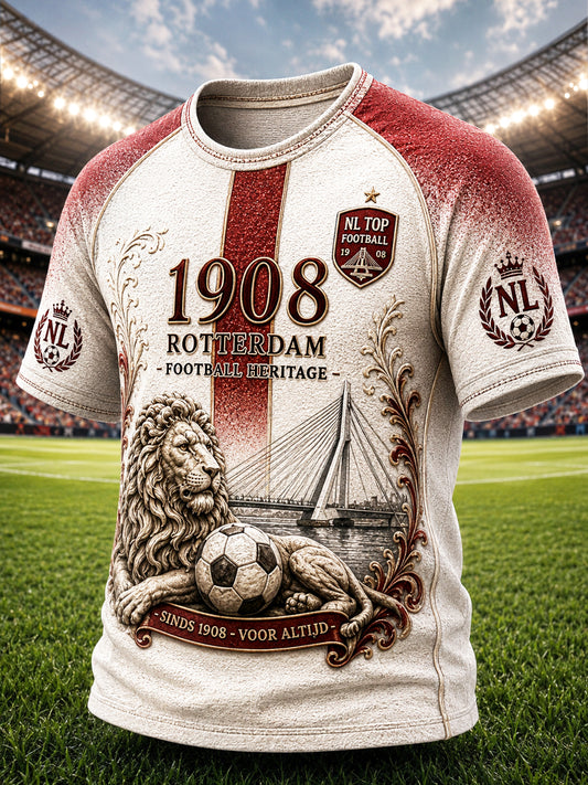 Feyenoord Football Club Lion Print Casual T-shirt voor heren