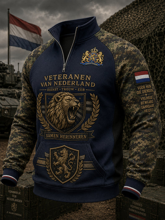 Vintage sweatshirt met Raglan-mouw voor heren met veteraan-herdenkingscamouflageprint