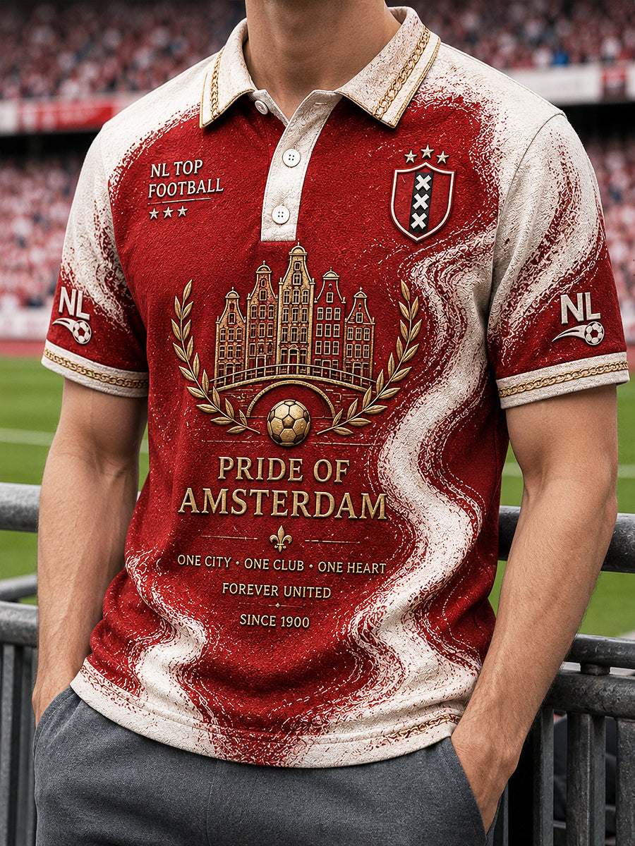 Nederlandse Eredivisie Ajax Voetbal Gedrukt Casual Poloshirt voor heren