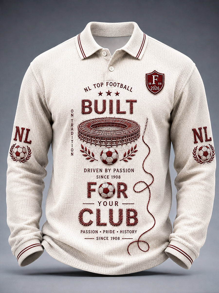 Feyenoord Eredivisie heren voetbal-Gedrukte casual vroege herfst poloshirt met lange mouwen