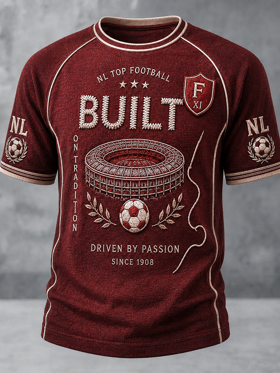 Retro Rood heren Feyenoord Eredivisie Voetbalprint Casual T-shirt