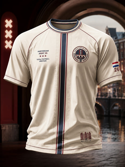 Voetbalshirt voor heren met grafische print en raglanmouwen, korte mouwen