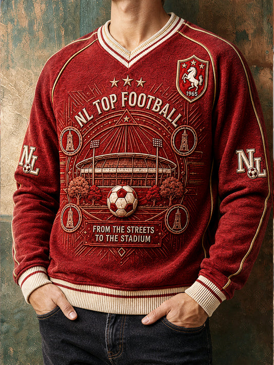 Heren Eredivisie FC Twente bedrukt casual rood sweatshirt met V-hals