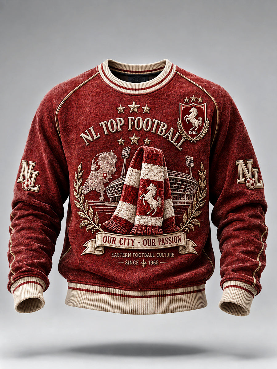 Rood casual sweatshirt voor heren uit de Eredivisie van FC Twente met 3D-print