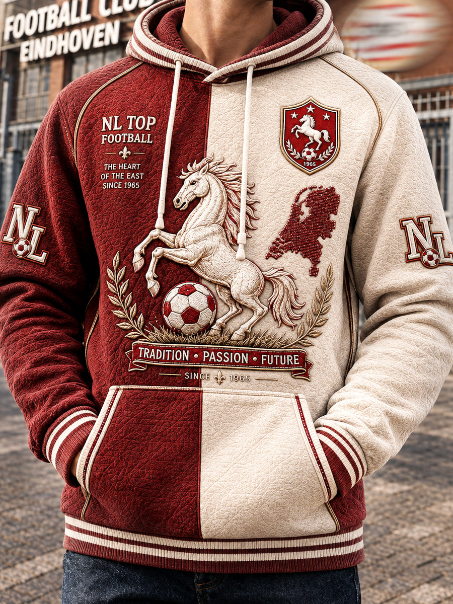 Heren Eredivisie FC Twente patchworkprint casual sweatshirt met capuchon