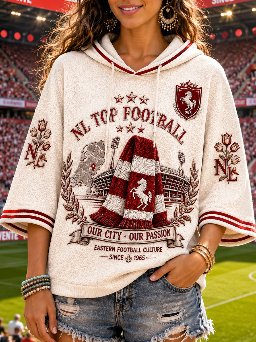 Gebroken wit Twente voetbal dames-Gedrukte casual sport hoodie