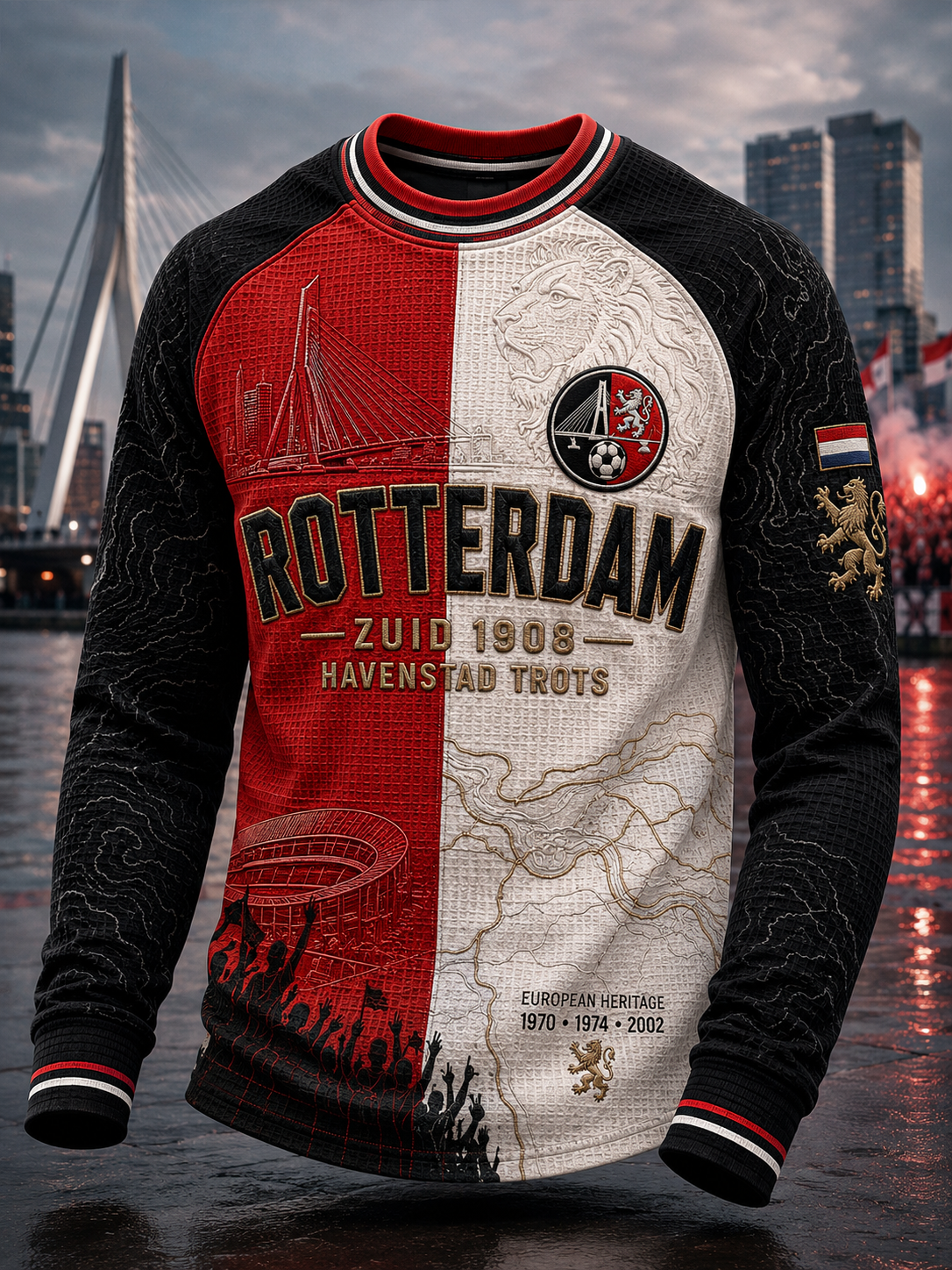 Feyenoord wafel lange mouw t-shirt voor heren