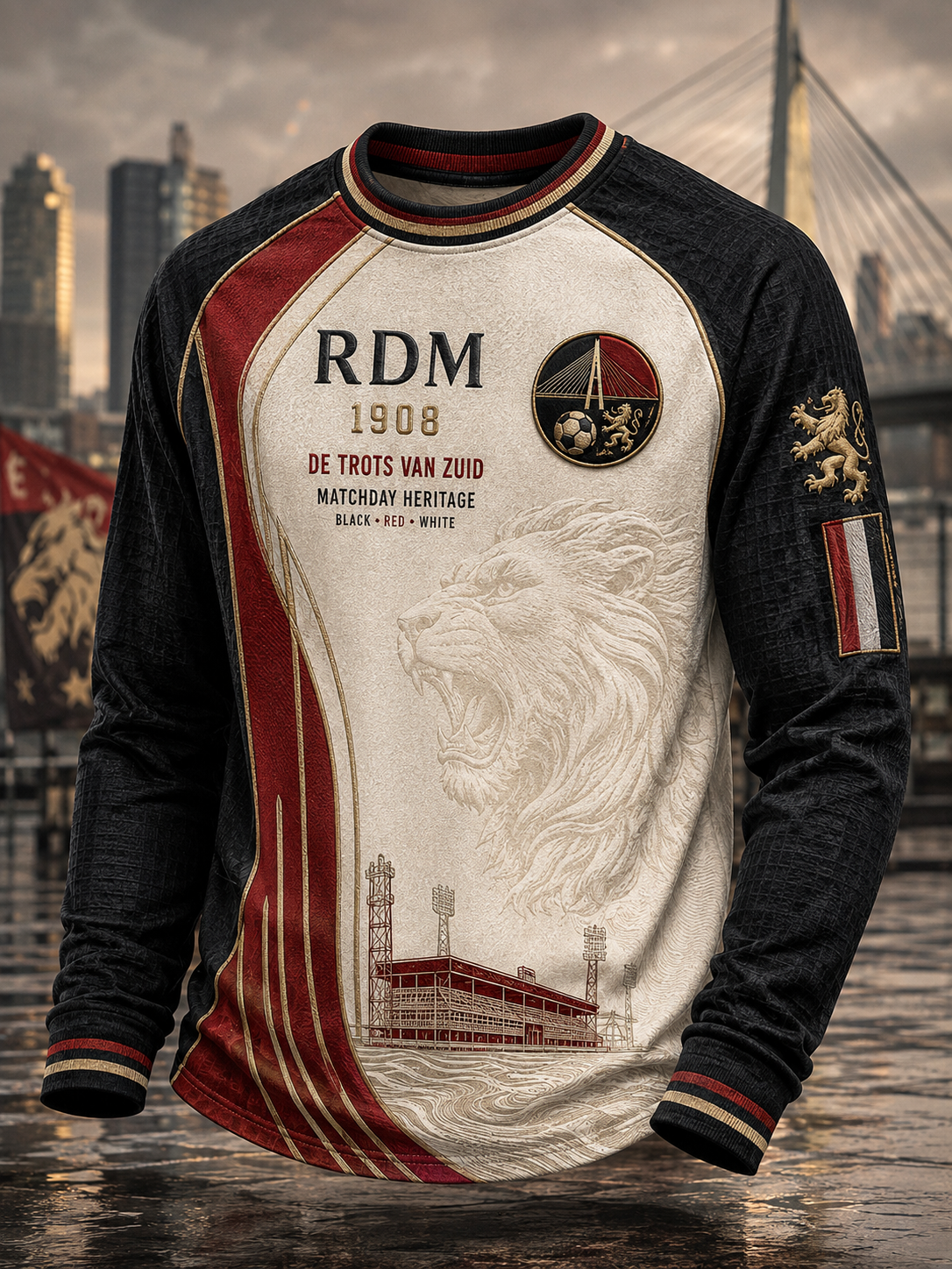 Heren Feyenoord wafeltrui met lange mouwen
