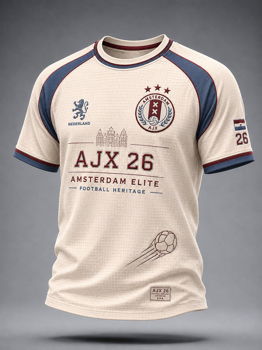 Heren Raglan T-shirt met korte mouwen en print met voetbalthema