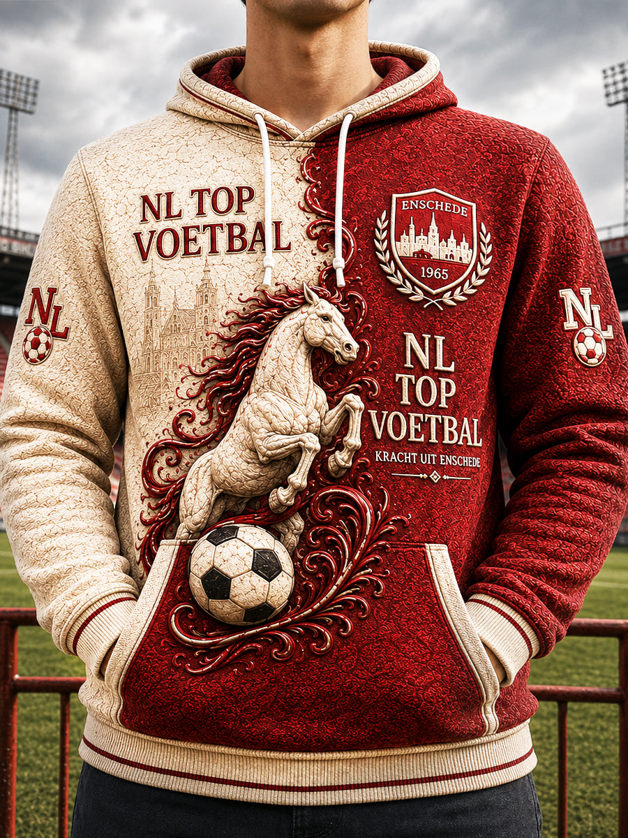 Nederlandse Eredivisie Twente Voetbal Patchwork Print Casual Sweatshirt