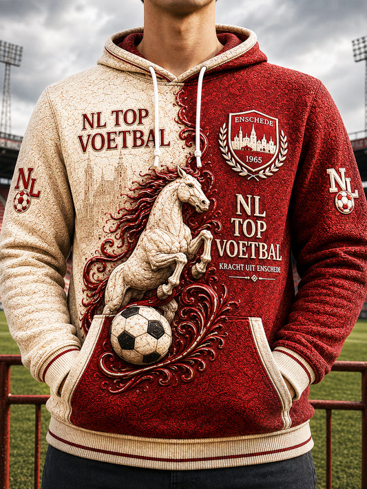 Nederlandse Eredivisie Twente Voetbal Patchwork Print Casual Sweatshirt