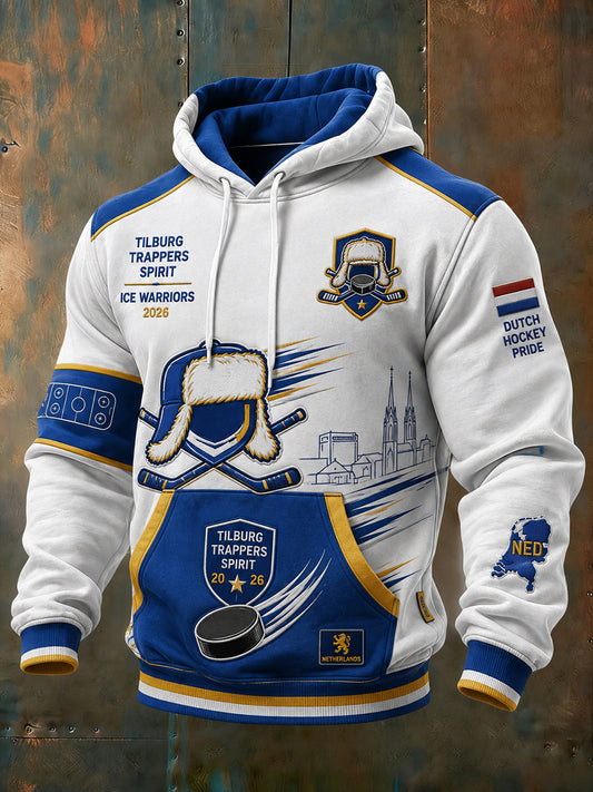 Sweatshirt met lange mouwen en ijshockeythema voor heren