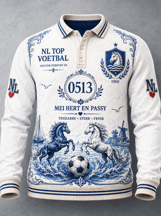 Nederlandse Eredivisie Heerenveen Voetbal-Gedrukt Casual Poloshirt met lange mouwen