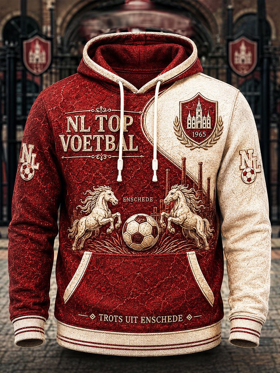 Twente Eredivisie Patchwork print casual sweatshirt met capuchon