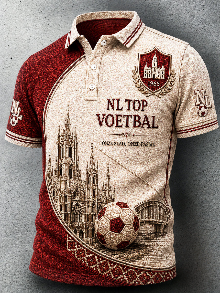 Twente Eredivisie Patchwork-opdruk casual poloshirt voor heren
