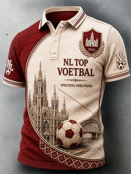 Twente Eredivisie Patchwork-opdruk casual poloshirt voor heren