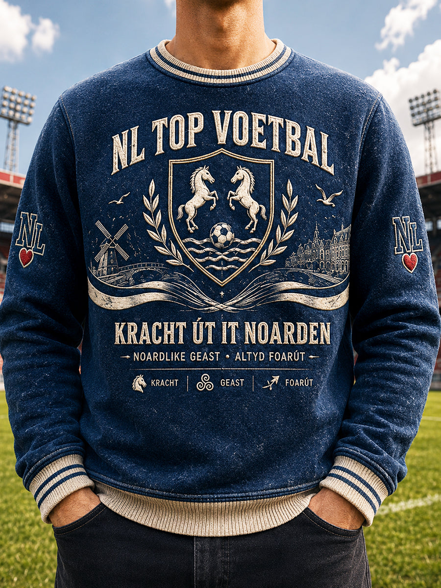 Donkerblauw Heerenveen Eredivisie Nederland Voetbalprint Casual Sweatshirt