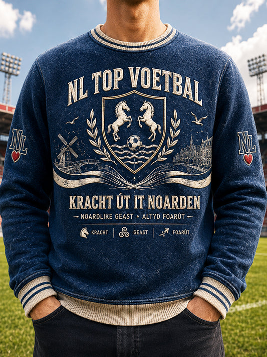 Donkerblauw Heerenveen Eredivisie Nederland Voetbalprint Casual Sweatshirt