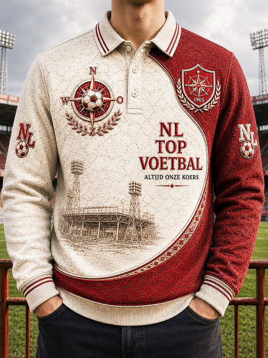 Twente Eredivisie Patchwork print casual poloshirt met lange mouwen