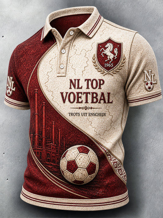 Herenvintage Nederlandse Eredivisie Twente Patchwork Print Casual Poloshirt