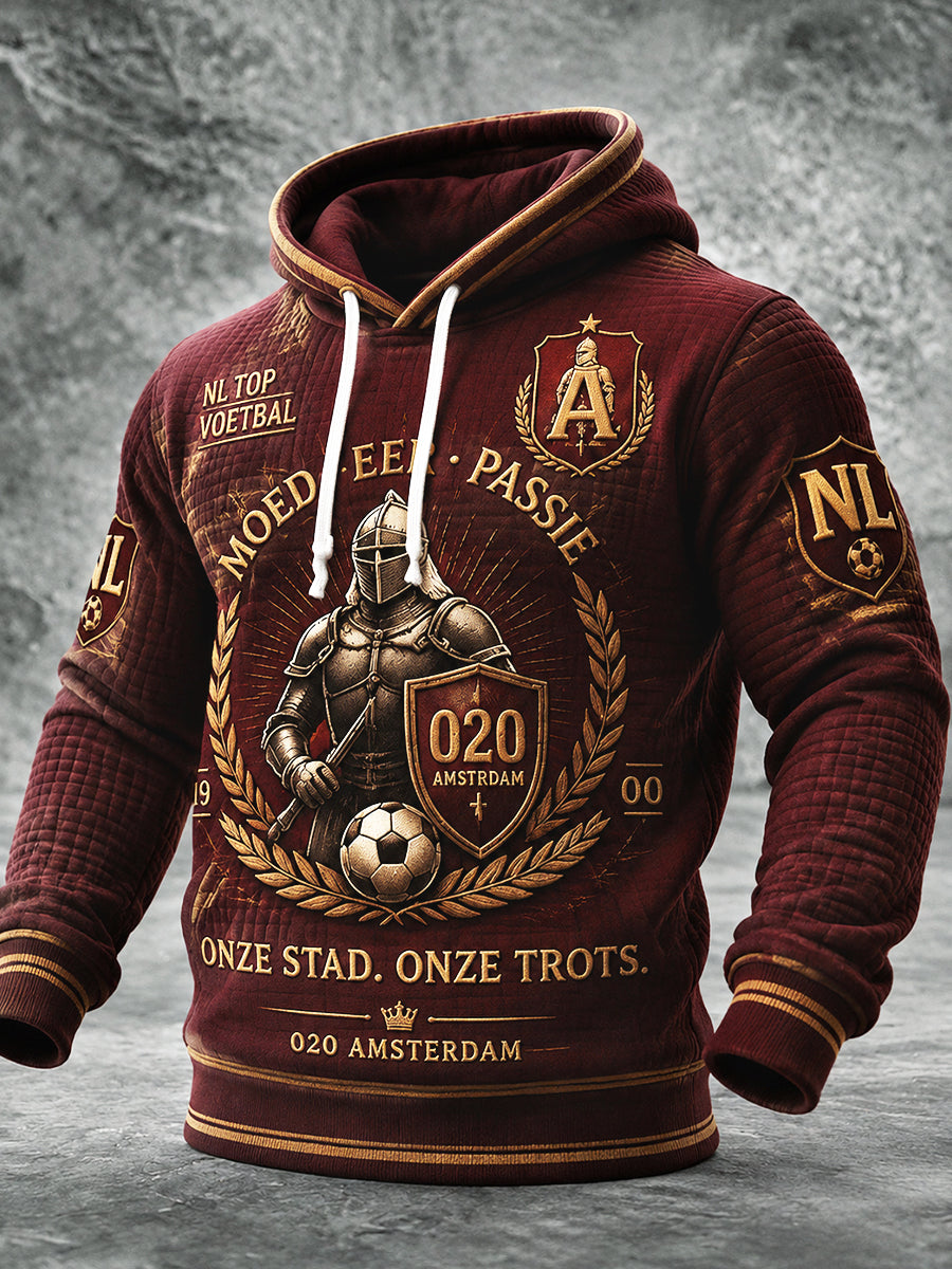 Herendiep rood Nederlands ajax voetbalprint casual sweatshirt met capuchon