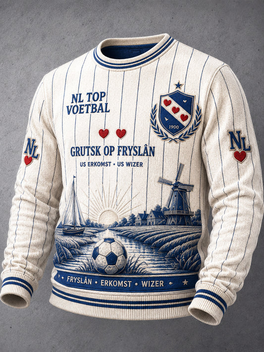 Heerenveen voetbal gestreepte print casual sweatshirt