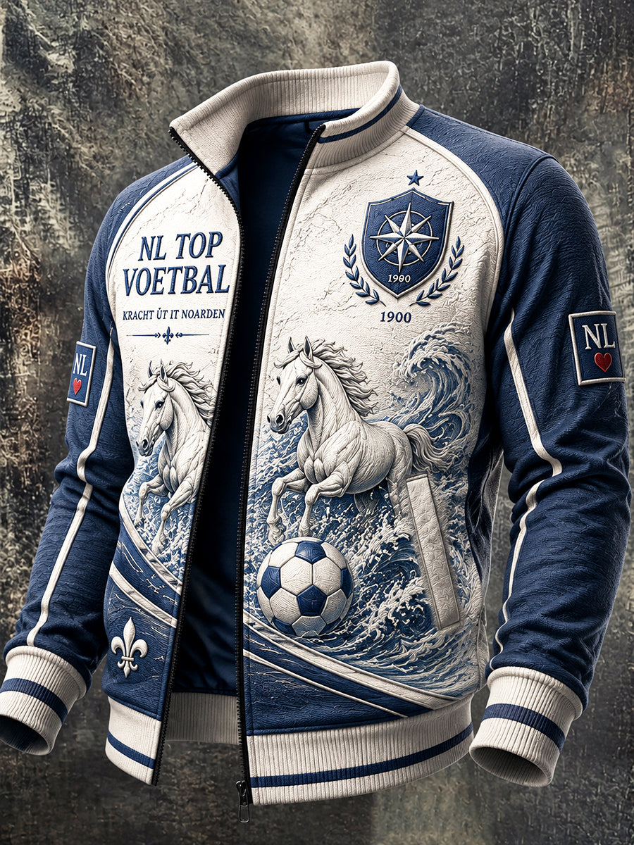 Heren Heerenveen Football-Print Casual Jas met rits